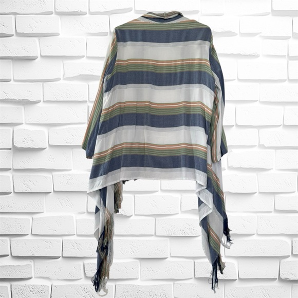 Altar’d State Fringe Open Front Cardigan, Lightweight Striped Size M - Picture 2 of 8